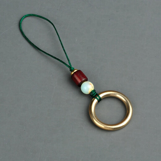 HKAB brass ring mobile phone ring buckle metal universal dust plug pendant USB pendant anti-lost lanyard handmade jewelry blue Shoushan stone ring pendant