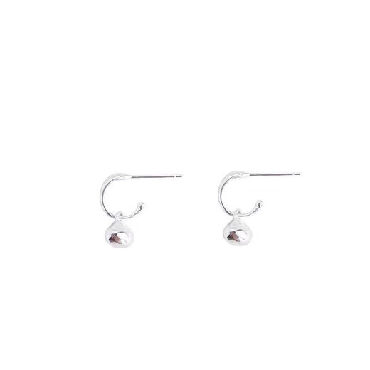 Small silver bean ins style simple and full-body sterling silver niche earrings solid small bean versatile earrings for women small silver bean earrings