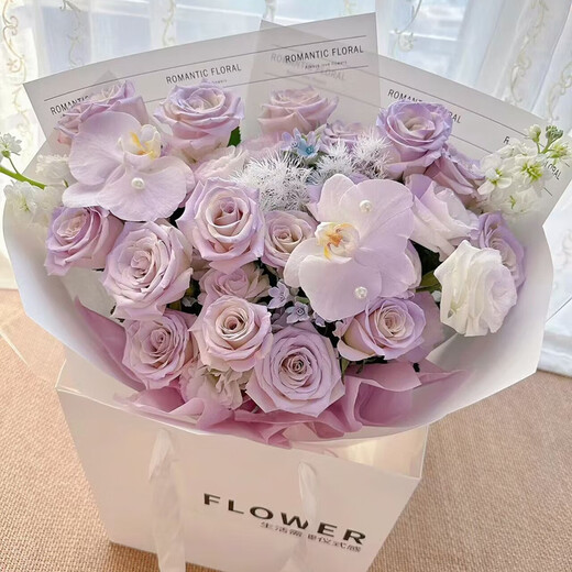Flowers and Qianxun Flower Express Rose Phalaenopsis and Orchid Mixed Bouquets for Birthday Confessions to Your Girlfriend Nationwide Delivery 19 Roses and Phalaenopsis Orchid Bouquets for Citywide Delivery Supports Delivery on Appointment Date