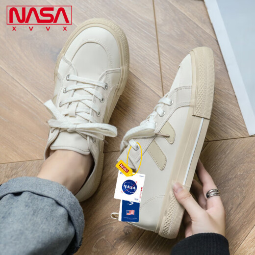 NASA XVVX official joint skateboard shoes for boys spring and summer new breathable casual versatile low-cut thick-soled canvas shoes for men trendy black 42