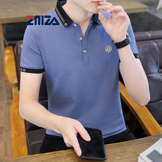 Zmza Kurzärärmelte T-Shirt für Männer Reversgeschäft Casual Summer Mode Modische einfache hübsche Polo-Nacken-T-Shirt Top für Männer 683 Ash L Empfohlen 120-135 Jin [Jin ist 0,5 kg]