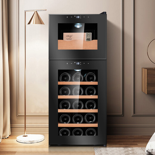 CIGARLOONG 18C cigar cabinet temperature controlled and moisturizing electronic cigar cabinet cigar box double door double temperature double control energy saving silent cigar red wine dual-use cabinet upper cigar and lower red wine dual temperature zone + cedar wood shelf