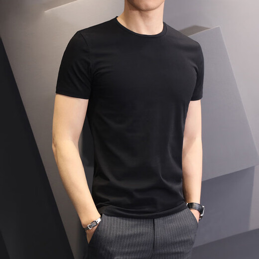 Camiseta de manga corta de manga corta de Shangjue Yuni Hombres, camisa de base de color sólida de manga, camisa de cuerpo delgada, ropa social ajustada, White XL, sugiere 130-145 Jin [Jin equivale a 0.5 kg]
