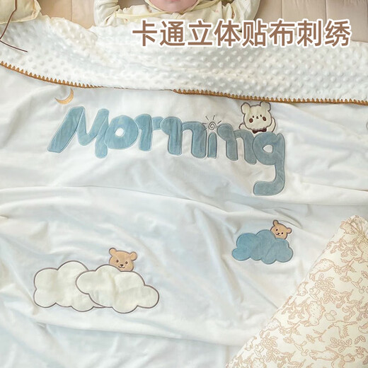Disney baby blanket quilt newborn baby velvet beanie blanket soothes baby newborn small quilt blanket autumn and winter beige baby velvet good morning bear (100*80cm room