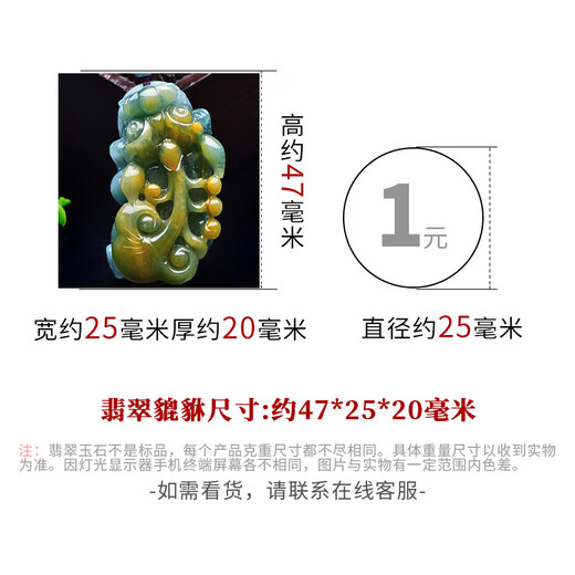 千载一玉 翡翠貔貅吊坠 飘花玉貔貅玉吊坠男女款玉坠 玉石貔貅挂件带证书 款三 QZF3878i