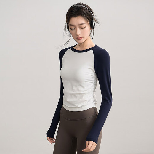 Xue Qianman yoga clothing top women's contrasting color sports long-sleeved Pilates training clothing quick-drying running fitness clothing autumn and winter