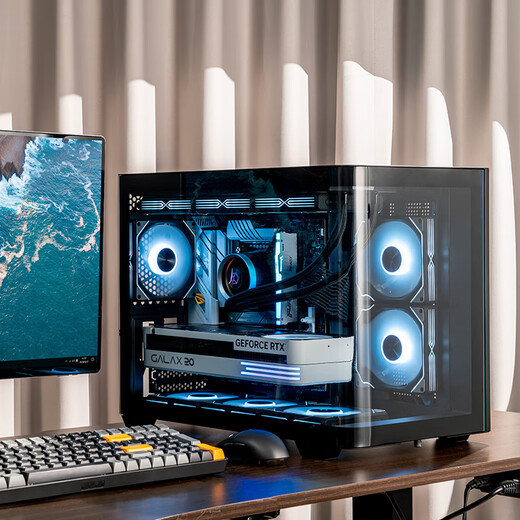 Peninsula Iron Box Baize Yi Sea View Room Chassis Curved Surface Curved Glass Panoramic Side Transparent 360 Water Cooled MATX Desktop Computer Main Chassis Black + Aurora Z13 ARGB Fan 4 Positive and 5 Reverse