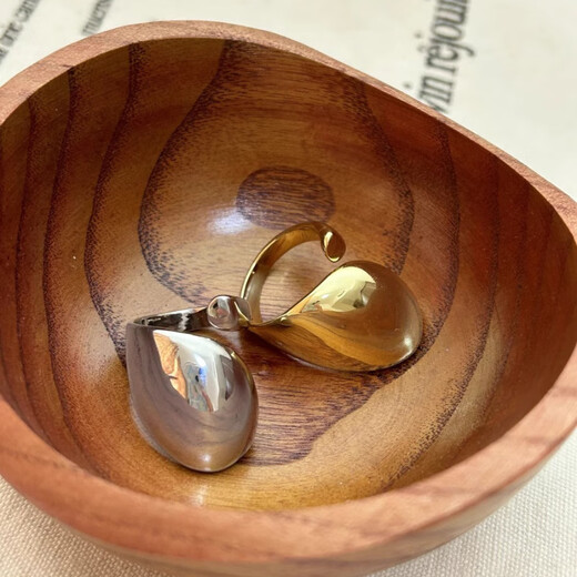 Yilian simple water drop ring for women geometric irregular exaggerated fashion metal opening ring ins niche index finger ring trend JZ7371-1 opening adjustable