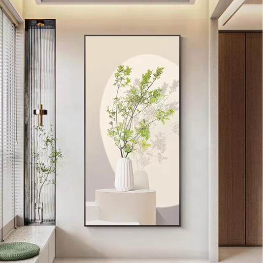 Whale Patty Nordic porche peinture décorative plantes vertes coulonnette couloir peinture peinture crème style salon porte d'entrée verticale peinture en porcelaine de cristal en cristal 844-8 80 * 160 cadre en or / peinture en porcelaine cristalline