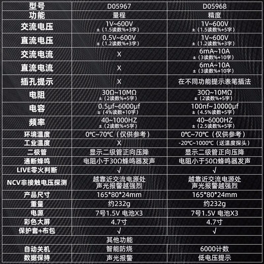 Star SATA ultra-thin multimeter digital high-precision multimeter D05968 standard + special tip pen + charging set