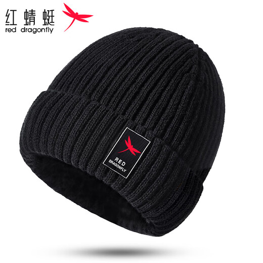 RED DRAGONFLY hat men's winter cold-proof knitted hat plus velvet thickened warm woolen hat cotton hat cycling windproof cold hat