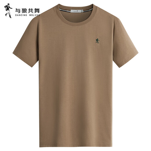 Tanzen mit dem Wolf [100% Baumwolle] modische und vielseitige atmungsaktive und komfortable, ungezwungene Kurzärmer-Männer-T-Shirt 701 Khaki 190