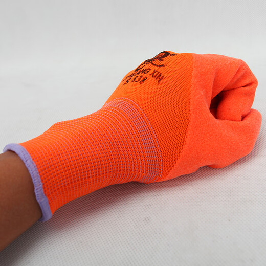 S838 Schaumstoff Kunststoff imprägniert Klebstoff Hängende Arbeitsschutzhandschuhe tragen resistente und Anti-Rutschfarm-Arbeitsschutzhandschuhe Chuangxin S838 Orangenmatthandschuhe 24 Paare l