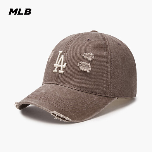 MLB官方张凌赫同款情侣磨破做旧时尚logo运动棒球帽春夏新款CPVV3 洛杉矶道奇队/浅棕色 均码