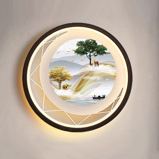 Yilin (yilin) wall lamp bedroom 2024 new living room background wall lamp high-end Chinese mural lamp creative decoration bedside lamp Jiahefugui-three-color dimming