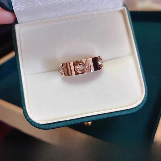 DL 1998 Fat Donglai same style 18k rose gold ring for men and women au750 gold color gold wedding ring couple ring same style single diamond - narrow version - gold color