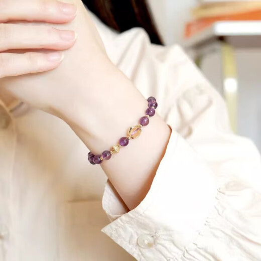 BOSFRU high-end Brazilian amethyst bracelet, simple and sweet style student thin chain citrine student bracelet as a gift for girlfriend, suitable for clean hands with a circumference of 14cm