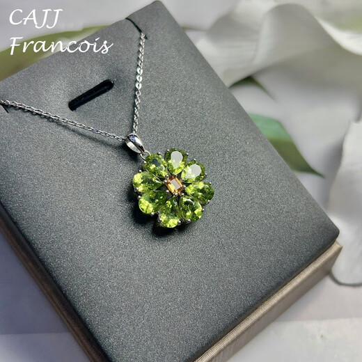 CAJJ Francois 6.0 carat peridot pendant for women, natural colored gemstone, jewelry gem 925 silver inlay, peridot pendant