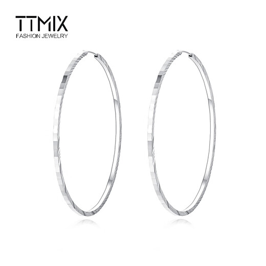 TTMIX platinum large hoop earrings for women pt950 fashionable large hoop earrings platinum European and American style 8.1-8.3g 5.6cm