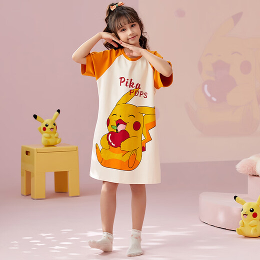 Mädchen Nachthemd Sommer reines Baumwolldünne Cartoon Prinzessin Rock kleines Mädchen Baumwoll Kinderpyjamas Sommer-Heimkleidung T719# L Code 165 (Empfohlenes Gewicht 100-120 Jin [Jin gleich 0,5 kg]))