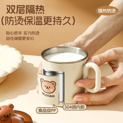 WORTHBUY children's water cup household stainless steel milk cup learning drinking cup summer drinking cup straight drinking cup single ear