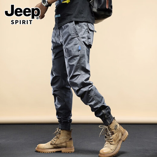JEEP SPIRIT休闲裤男秋冬新款潮牌工装束脚裤男士时尚百搭大码加绒加厚长裤子 679深灰色 31
