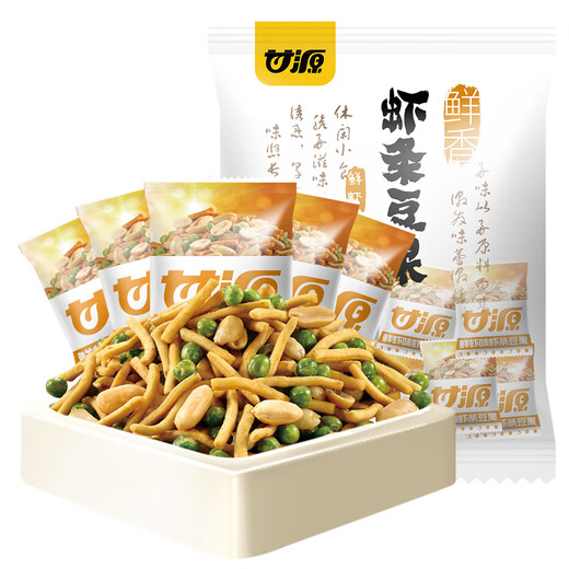甘源鲜虾味虾条豆果花生青豆坚果炒货膨化食品休闲下酒零食儿童500g