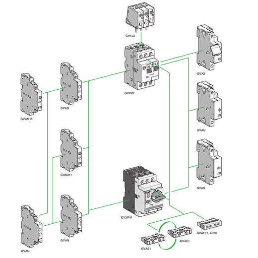 Original Schneider Electric GV2 motor circuit breaker auxiliary contact contact GVAN GVAE signal contact GVAD separation release GVAX GVAE11 GV-AE11 front-mounted one open and one closed