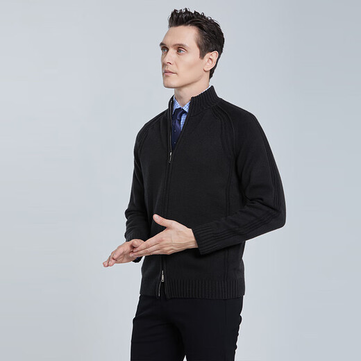 Sweater de lana Shanshan Menores Autumnia e Invierno Comercio Cálido Caliente Cobrese Sweater Stand Collar Cardigan Chaqueta para hombres Autumn Suit 90 Gray D647HS07 [Tecnología anti-pilas] M (170/88a)