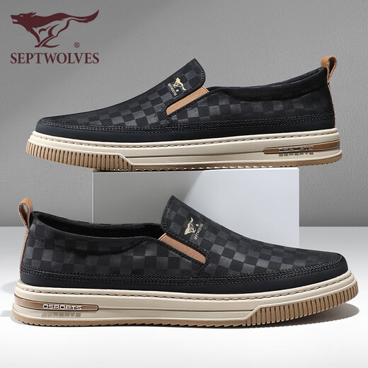 Zapatos para hombres de siete lobos zapatos para hombres Zapatos casuales Summer Summer Ballen Being Top Shoes 2186 Negro 40 zapatos de cuero Tamaño