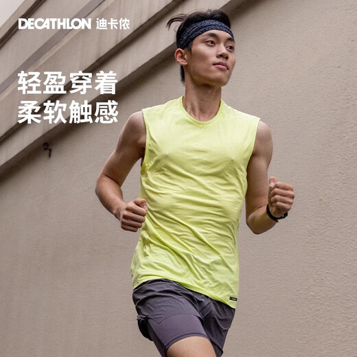Decathlon (DECATHLON) Sports Vest Muscular Man Running Quick-Drying Top Fitness Wear Breathable Loose Sleeveless T-Shirt RUNM [Advanced Style] Black XL