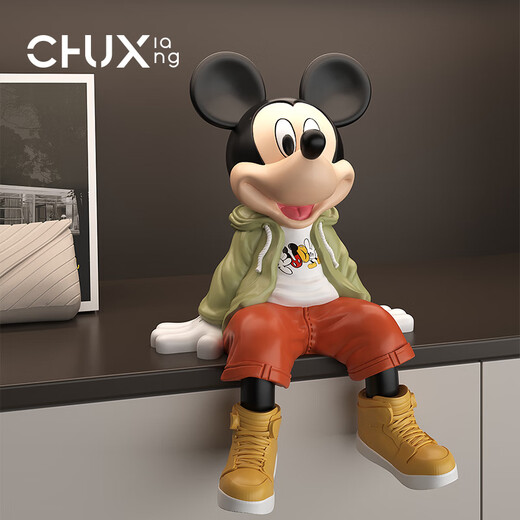 Chuxiang Adornos de Mickey modernos y geniales Sala de estar Mueble de TV Escritorio de oficina Adornos creativos de dibujos animados Inauguración de una nueva decoración para el hogar Adornos de Mickey sentados modernos y frescos 30 cm de alto