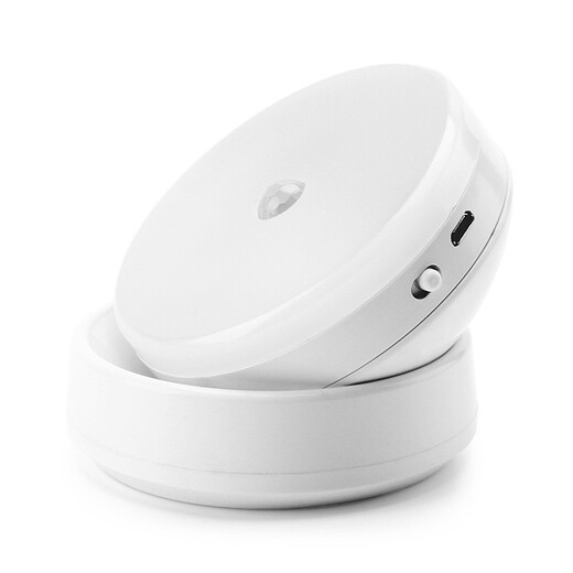 Nuofeng Human Body Sensing 360 Мобильное освещение Светодиодный ночник Датчик туалета Световой шкаф для коридора Ночной светильник для крыльца Вращающийся свет - белый свет (перезаряжаемый + сухая батарея двойного назначения)