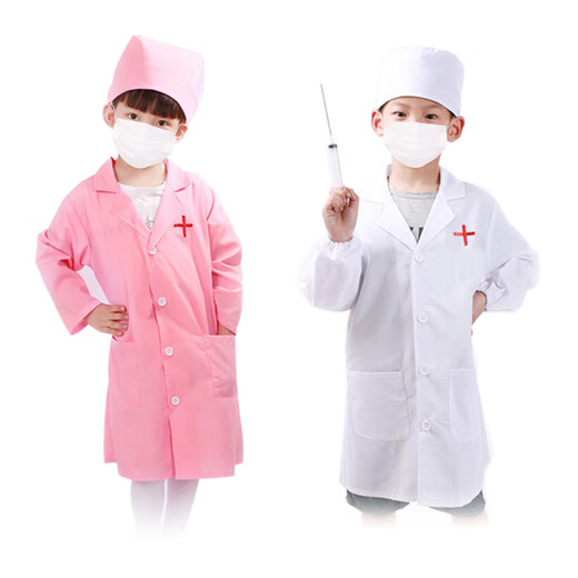 Guapo perrito niños Simulación de doctor Simulación y niña Baby Professional Play House Doctor juguete Toy enfermera ropa de cumpleaños Ropa de regalo de médico + sombrero (blanco)