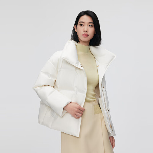 Bosideng (BOSIDENG) down jacket goose down women's lapel new national standard 90 velvet shopping mall fashion versatile same style slim jacket store manager recommended milk white diamond pattern jacquard 8958 XL 175/96A weight about 140-160Jin Jin equals 0.5 kg