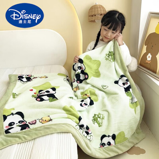 Disney Cute Panda Blanket Type A Milk Velvet Newborn Baby Blanket Children's Small Blanket Cover Autumn and Winter Double Layer Thickened Panda Zaizai Soft Milk Velvet 100*120cm Infant and Child Style