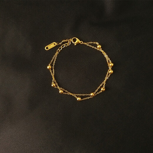 Olevo small golden bean double-layer bracelet for women 18K gold retro with simple new design high-end light luxury niche hand jewelry 18K gold