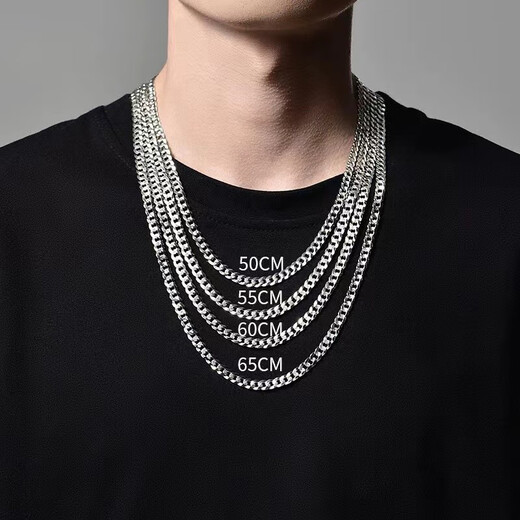 QUAMER Old Phoenix Store's pure silver men's necklace horsewhip chain trendy brand domineering faucet chain silver solid boyfriend, about 15 grams, 3.5 mm thick, 45 cm long