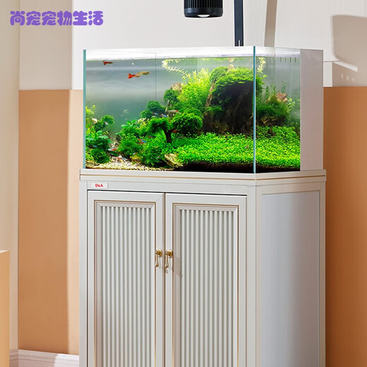 Aquatic grass tank ultra-white glass plant ecological landscaping tank Lanshou fish tank living room small bottom filter aquarium basic model length 80cmx width 50cmx cylinder height 50cm/cabinet height