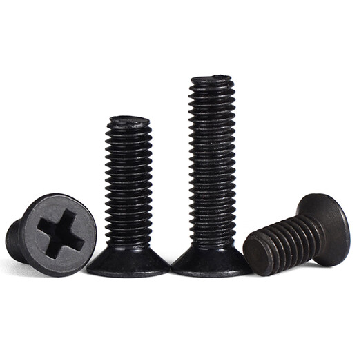 JINGGONG wholesales 4.8 grade black screws, cross countersunk head screws, flat head bolts GB819 M2M3M4M5M6M8 M1*4 (5000 pieces)