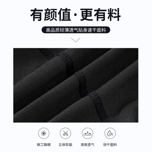 佑游男泳衣套装游泳馆泳裤防尴尬泡温泉速干游泳五件套23832蓝黑色2XL