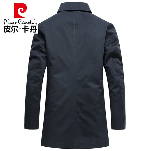 Pierre Cardin high-end windbreaker men's mid-length pure cotton 2026 new slim business casual spring and autumn official leadership jacket black XL 180