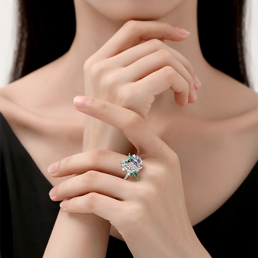 Muye natural colored gemstone 925 silver tanzanite ring parrot ring original design jewelry ring 11-12# 0.73 carat