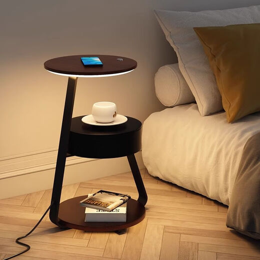 Zhong Shuai's bedroom multifunctional bedside table lamp cabinet lamp floor-standing atmosphere lamp retro light luxury master bedroom wireless charging integrated walnut color + walnut infinite dimming + wireless charging