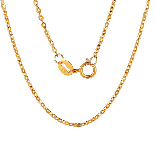 Li Shen stamped gold color 18k gold necklace women's gold K gold water ripple gold gold chain thin plain gold O-shaped chain K gold color about 2.0mm50cm thick