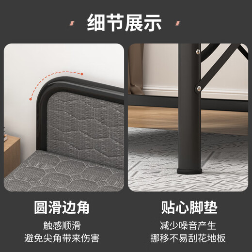 Klappbett für Haus Mittagspause ein Bett Büro Nickerchen Campbett Verstärktes Eisenregalbett Einfache Begleitbett verdickte runde Röhrchen-Schwarz-Rack 100 cm