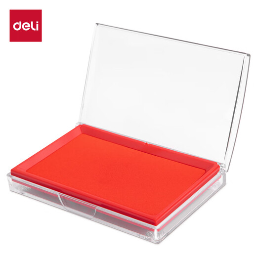 Deli großer Drucktisch Innere Scheibenoberfläche 116*66mm Transparent Shell Square Schnell Trockendrucktisch Siegel finanzielle Auswahl Büroversorgungen rot