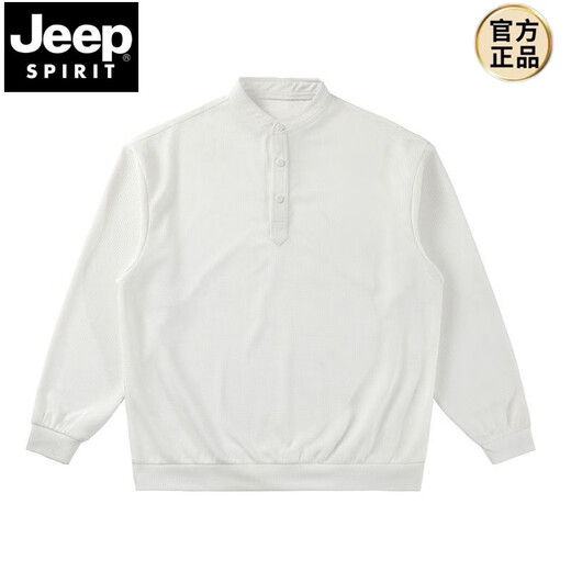 JEEP SPIRIT Japanese retro autumn and winter men's Henry collar long-sleeved solid color T-shirt bottoming shirt loose casual pullover stand-up collar sweatshirt Gray Main picture M