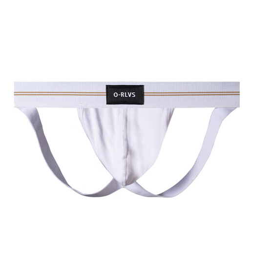 ORLVS low-waist men's double thong buttocks sexy modal hollow underwear male college student seamless thong white L