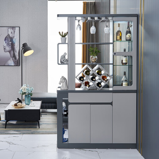 
Zhen Yiju Light luxury living room entrance entrance entrance cabinet screen partition cabinet modern simple double-sided foyer cabinet shoe cabinet integrated wine cabinet A light gray 687#1.5 meters long